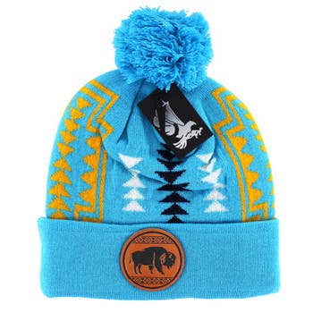 NATIVE BUFFALO , POM BEANIE: Black