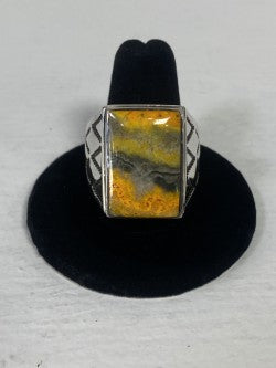 Bumble Bee Jasper & Sterling Silver Men's Ring