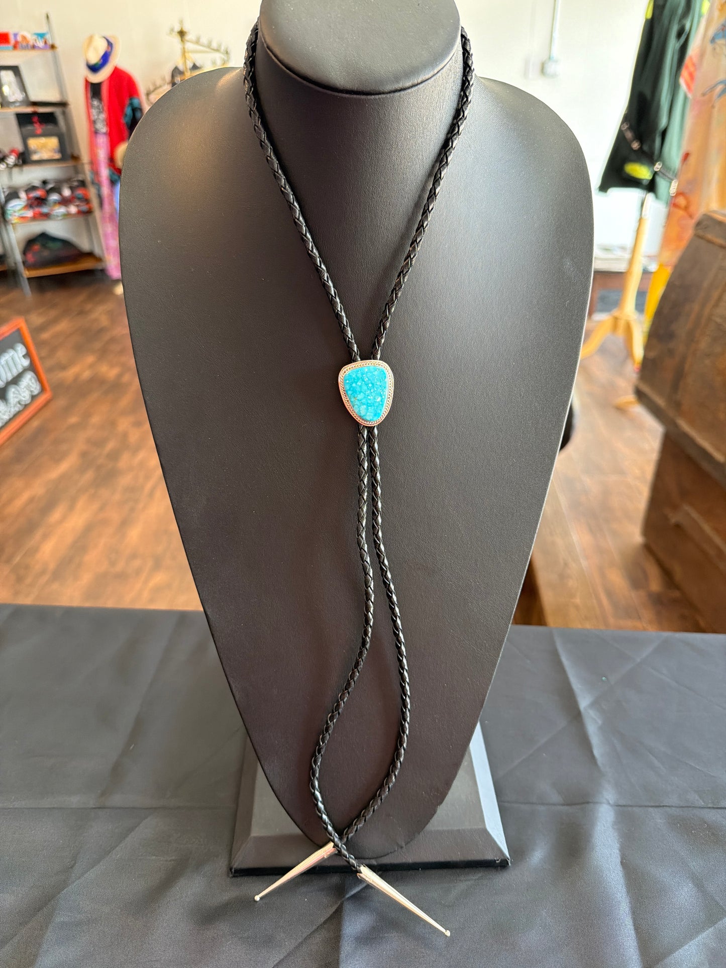 Kingman Turquoise/Sterling Silver Bolo Tie