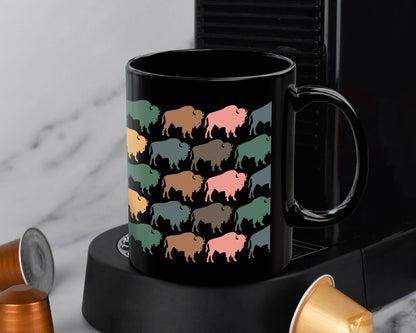 Retro Bison Coffee Mug for Buffalo Fans and Nature Lovers: 11 oz