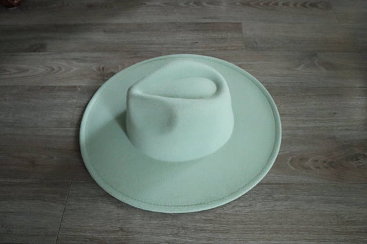 Rancher Wide Brim Fedora Hat: Mint Green