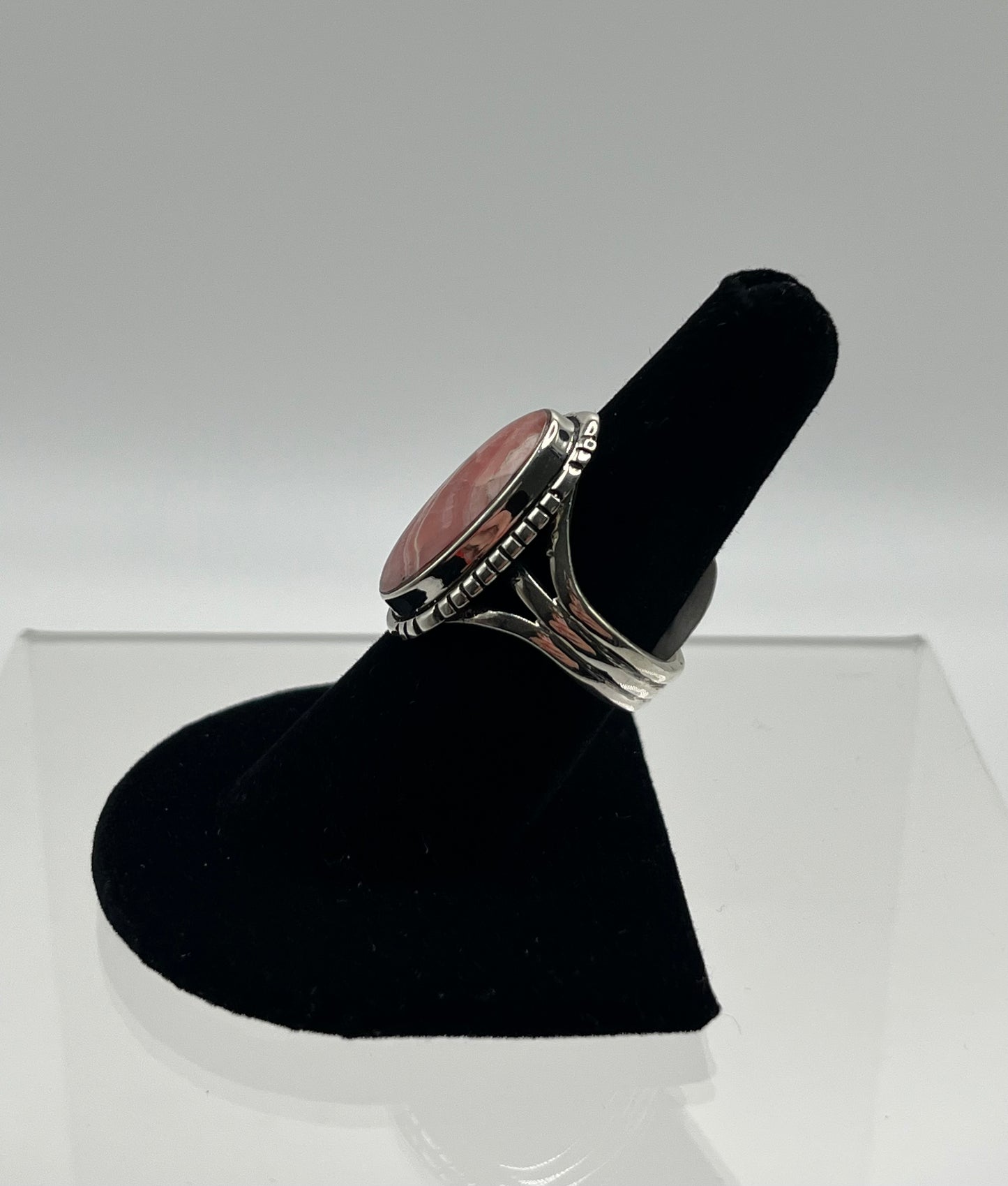 Rhodochrosite and Sterling Silver Ring Size 9.25