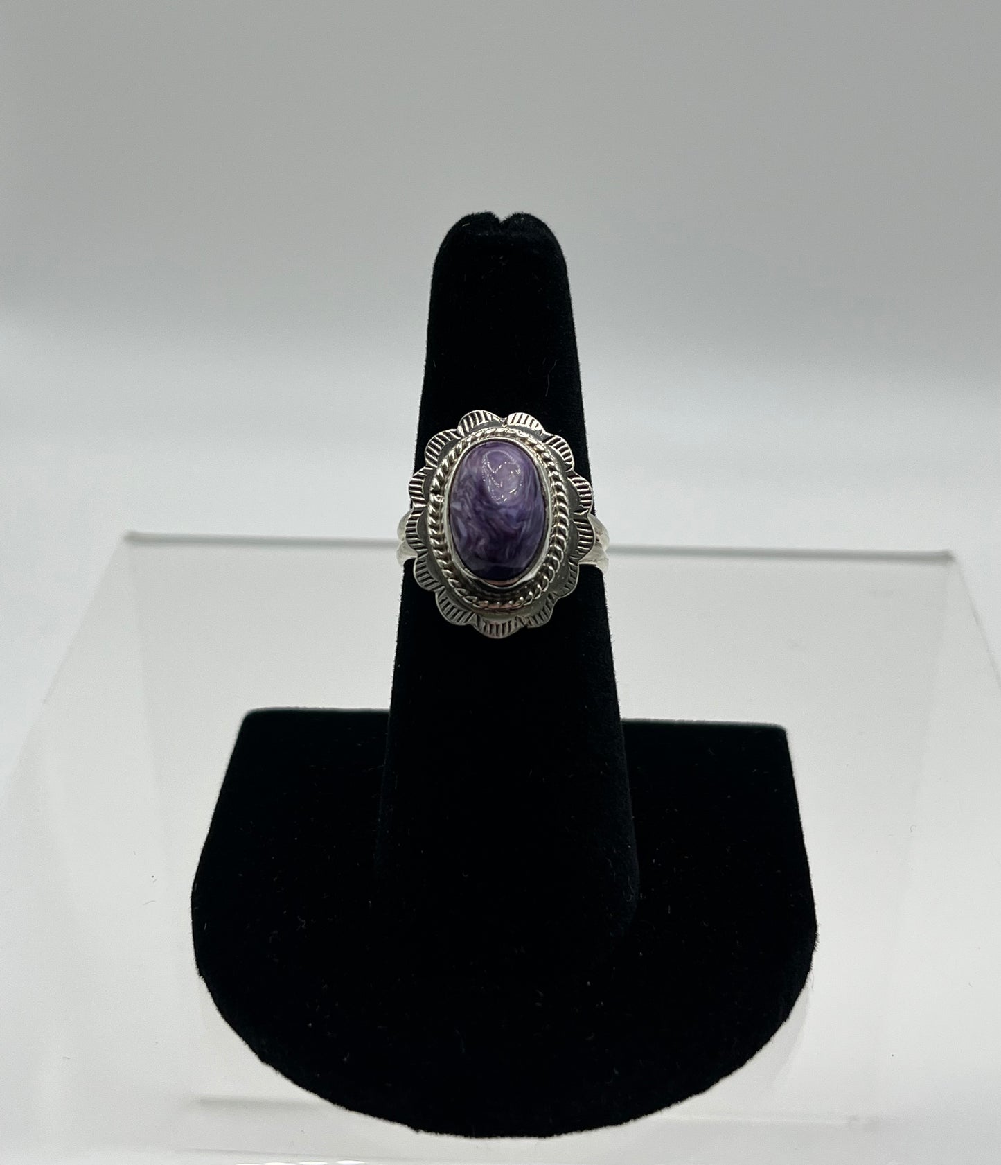 Charoite and Sterling Silver Ring Size 7