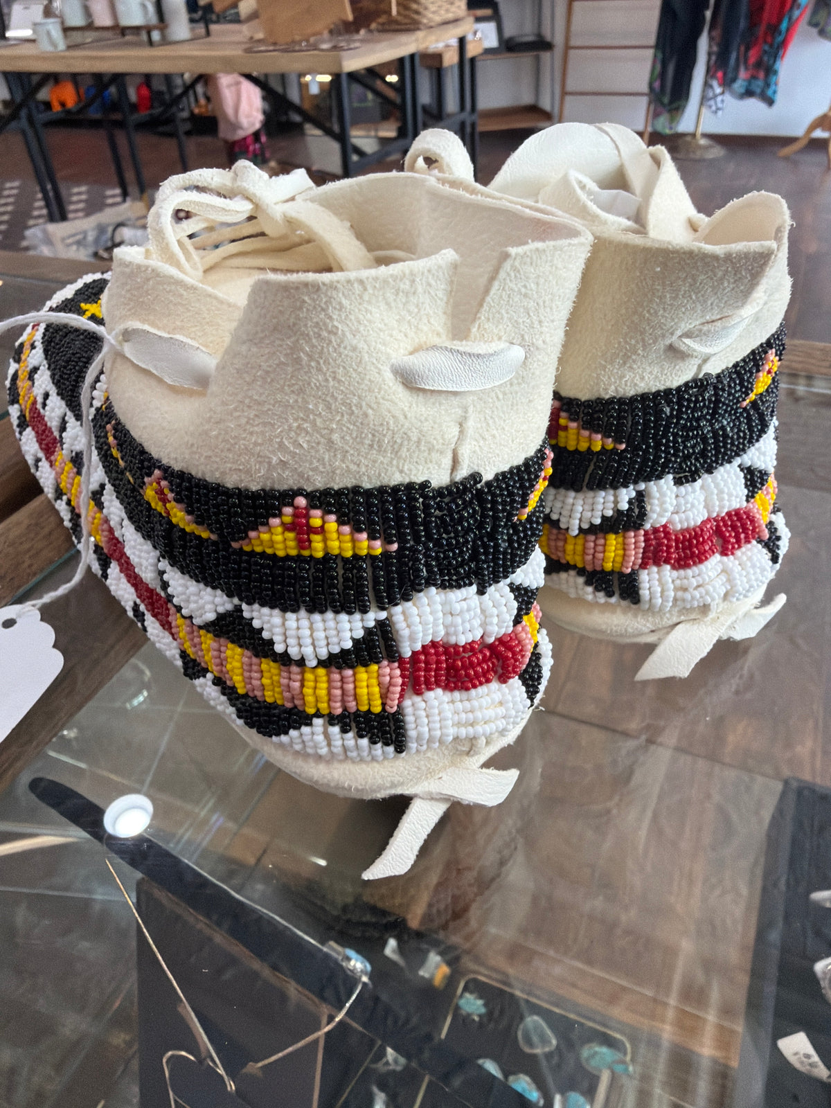 Beaded Moccasins w/Cut Beads Sz 9/10