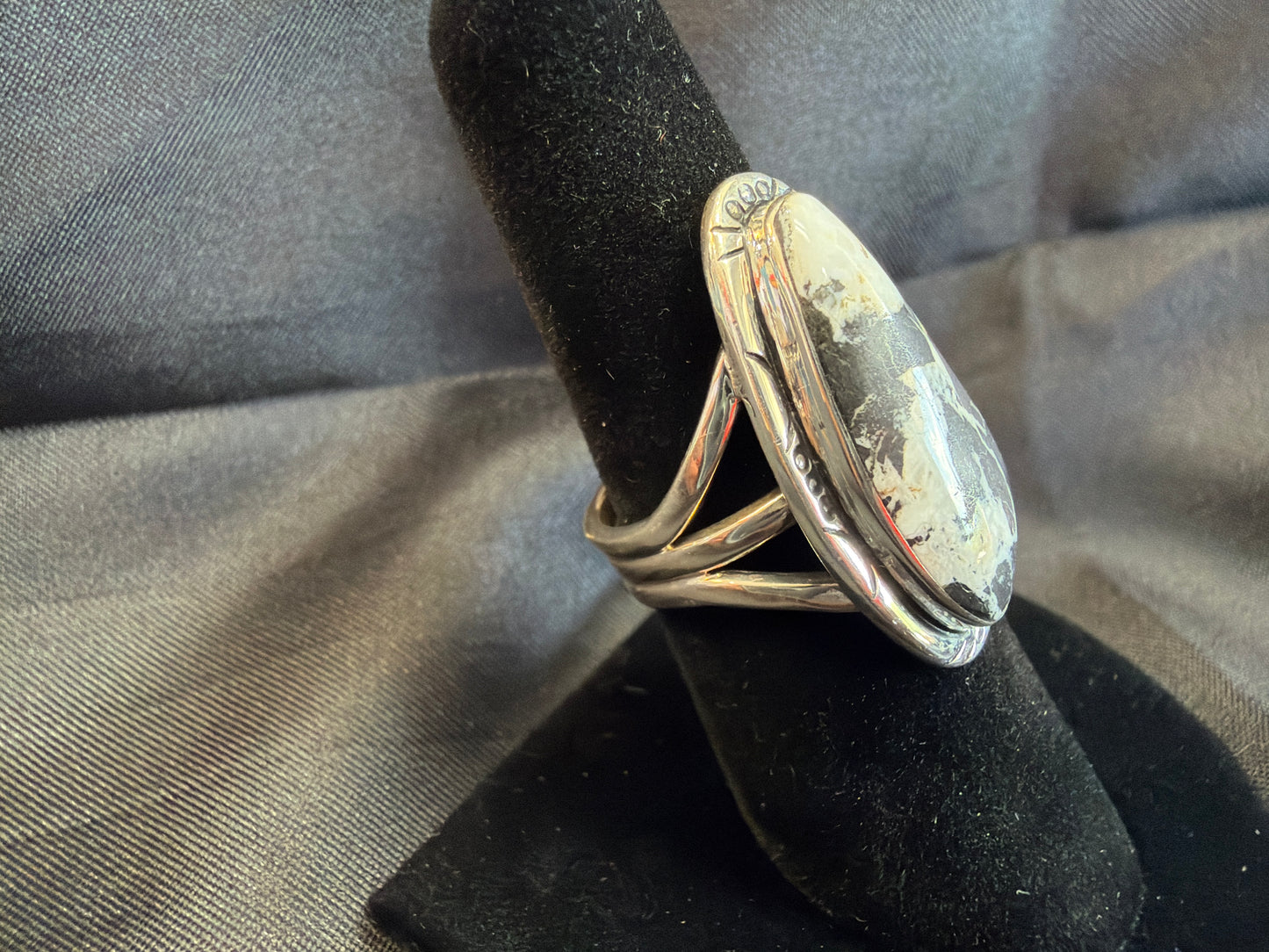 White Buffalo/Sterling Silver Ring (Size 8)