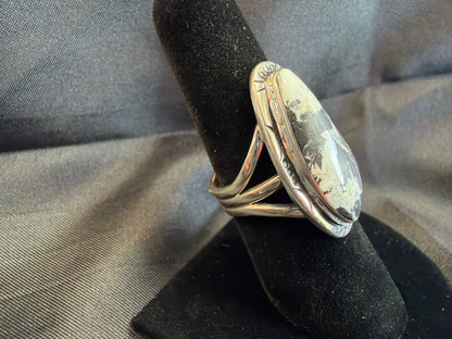 White Buffalo/Sterling Silver Ring (Size 8)