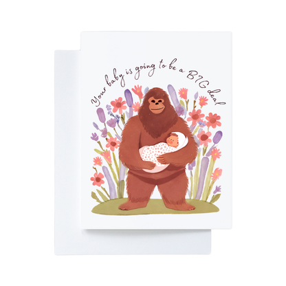 Bigfoot Baby Shower & Pregnancy Congratulations Card: White