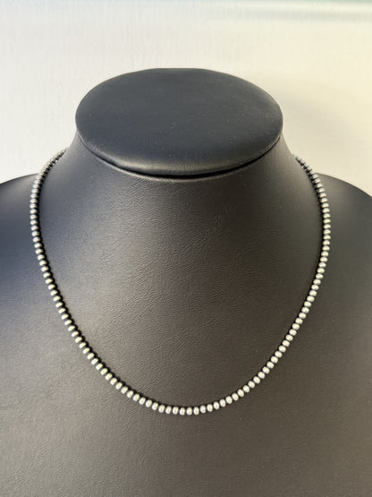 Navajo Pearl Sterling Silver Beaded Necklace - 3mm 18"