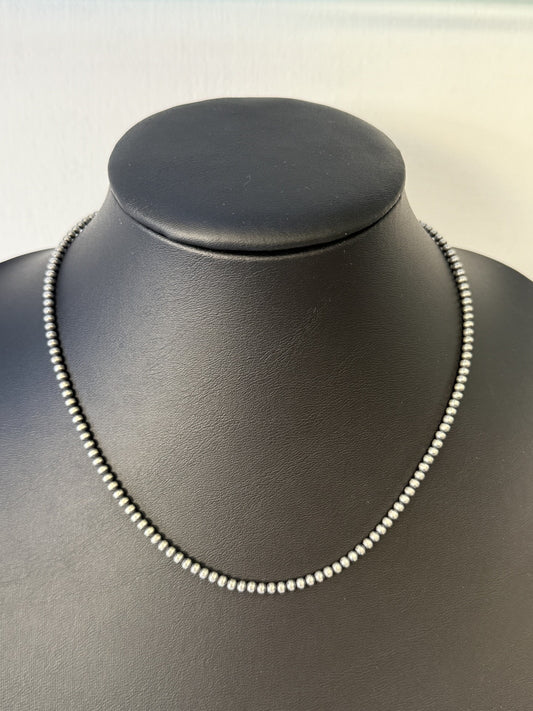 Navajo Pearl Sterling Silver Beaded Necklace - 3mm 18"