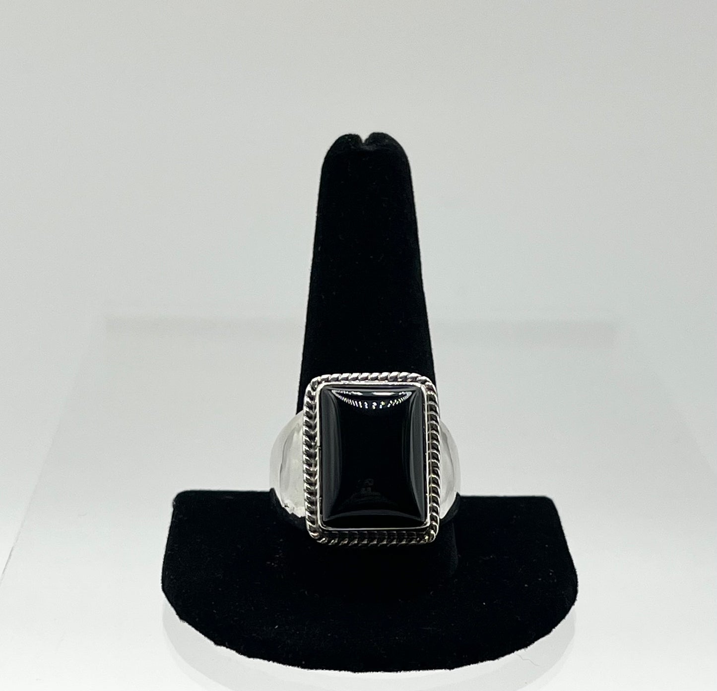 Men’s Onyx and Sterling Silver Ring; Size 13
