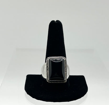 Men’s Onyx and Sterling Silver Ring; Size 13
