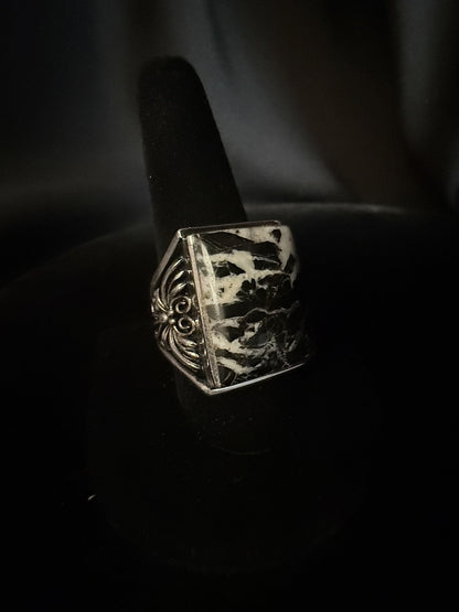 White Buffalo/Sterling Silver Ring (Size 12 1/2)