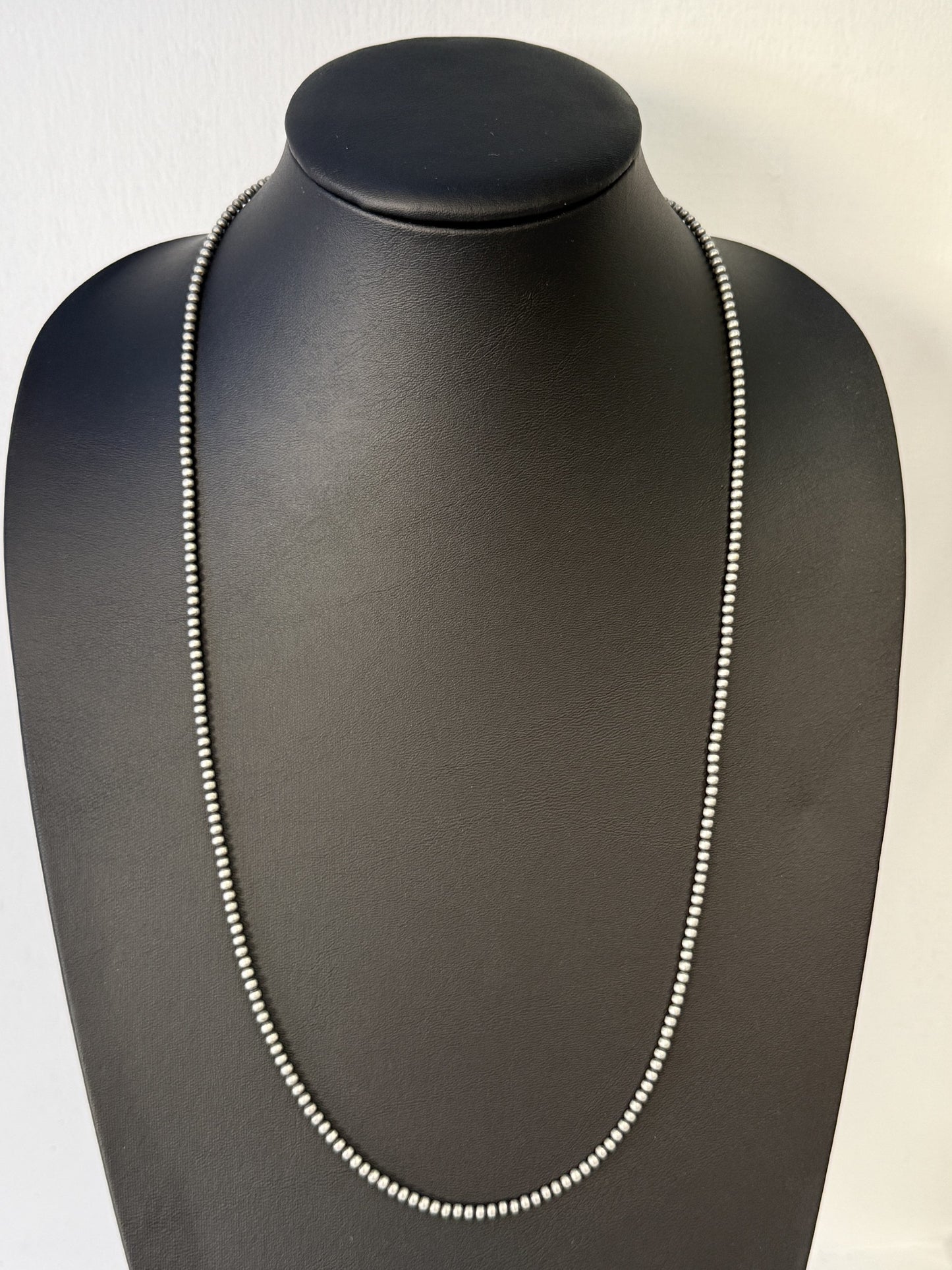 Navajo Pearl Sterling Silver Beaded Necklace - 3mm 30"