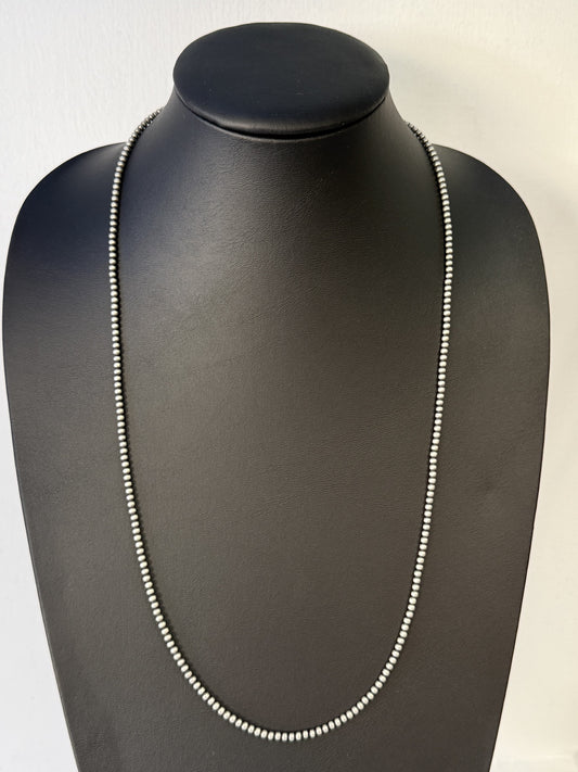 Navajo Pearl Sterling Silver Beaded Necklace - 3mm 30"