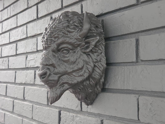 Wall Mounted Bison Head: Black