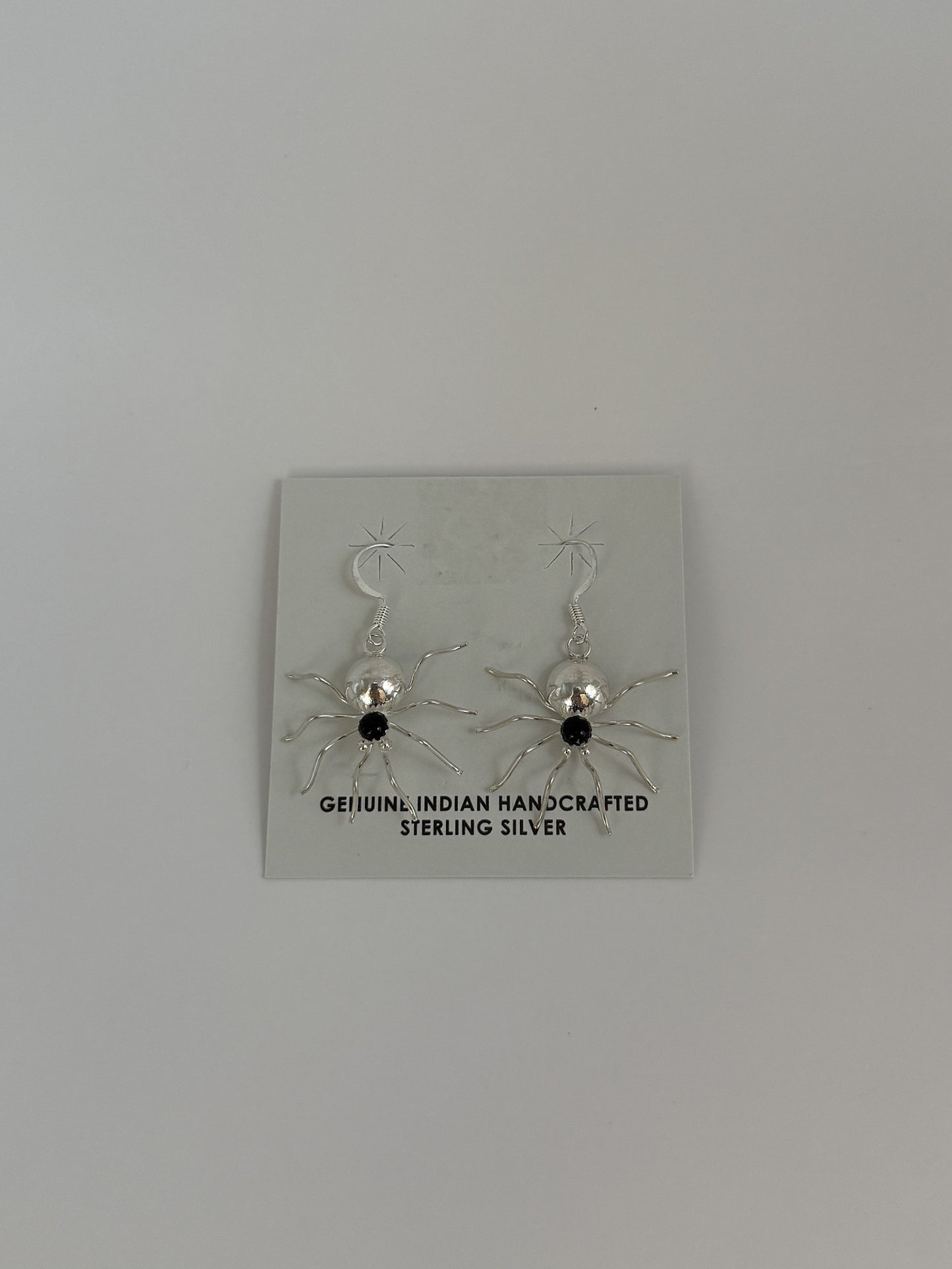 Sterling Silver Spider Earrings with Black Onyx