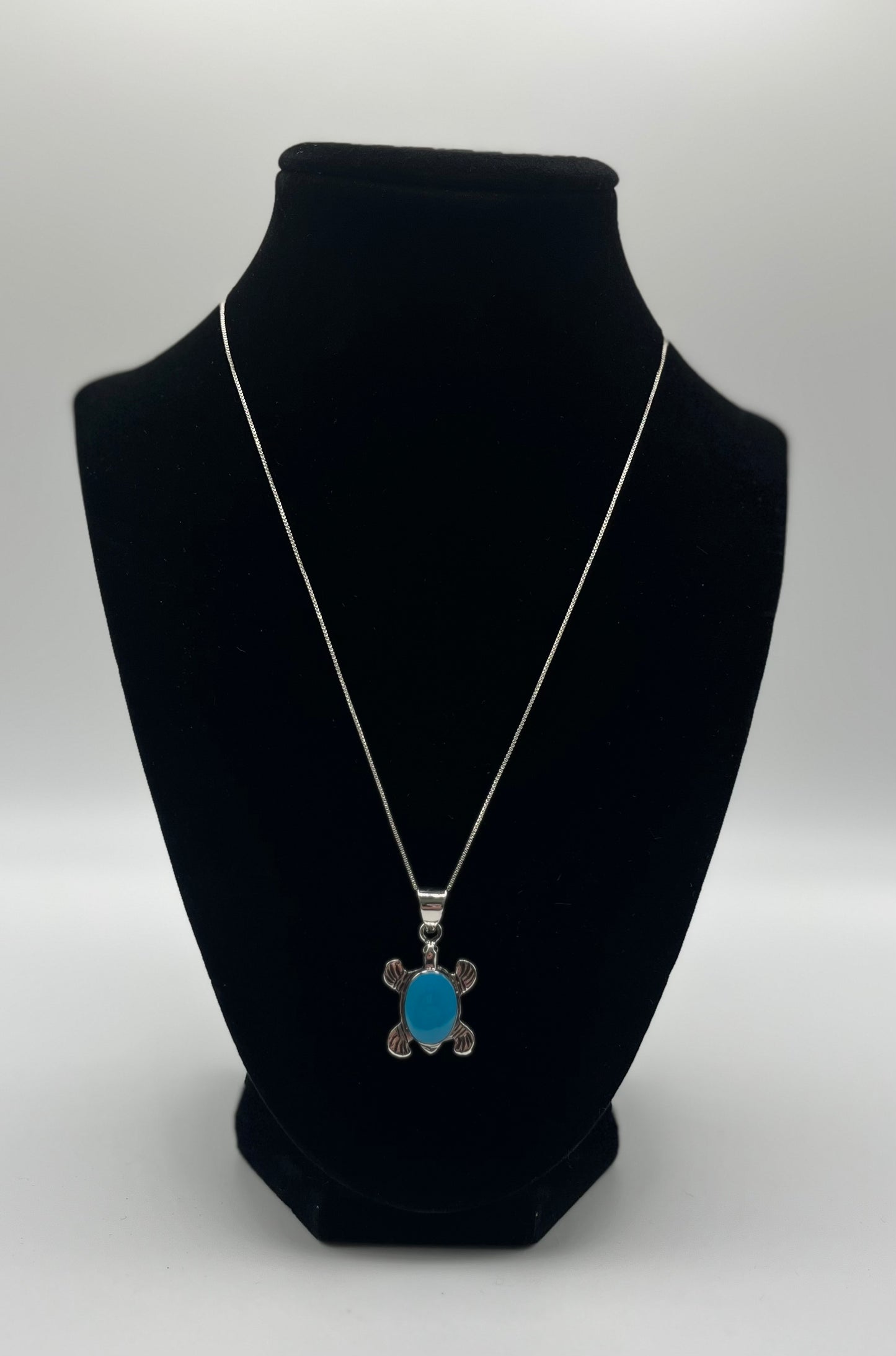 Turquoise and Sterling Silver Turtle 🐢 Pendant with chain