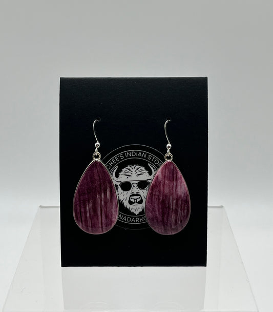 Purple Spiny Oyster and Sterling Silver Earrings