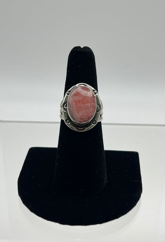 Rhodochrosite and Sterling Silver Ring Size 7