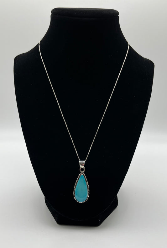 Turquoise and Sterling Silver Pendant with chain