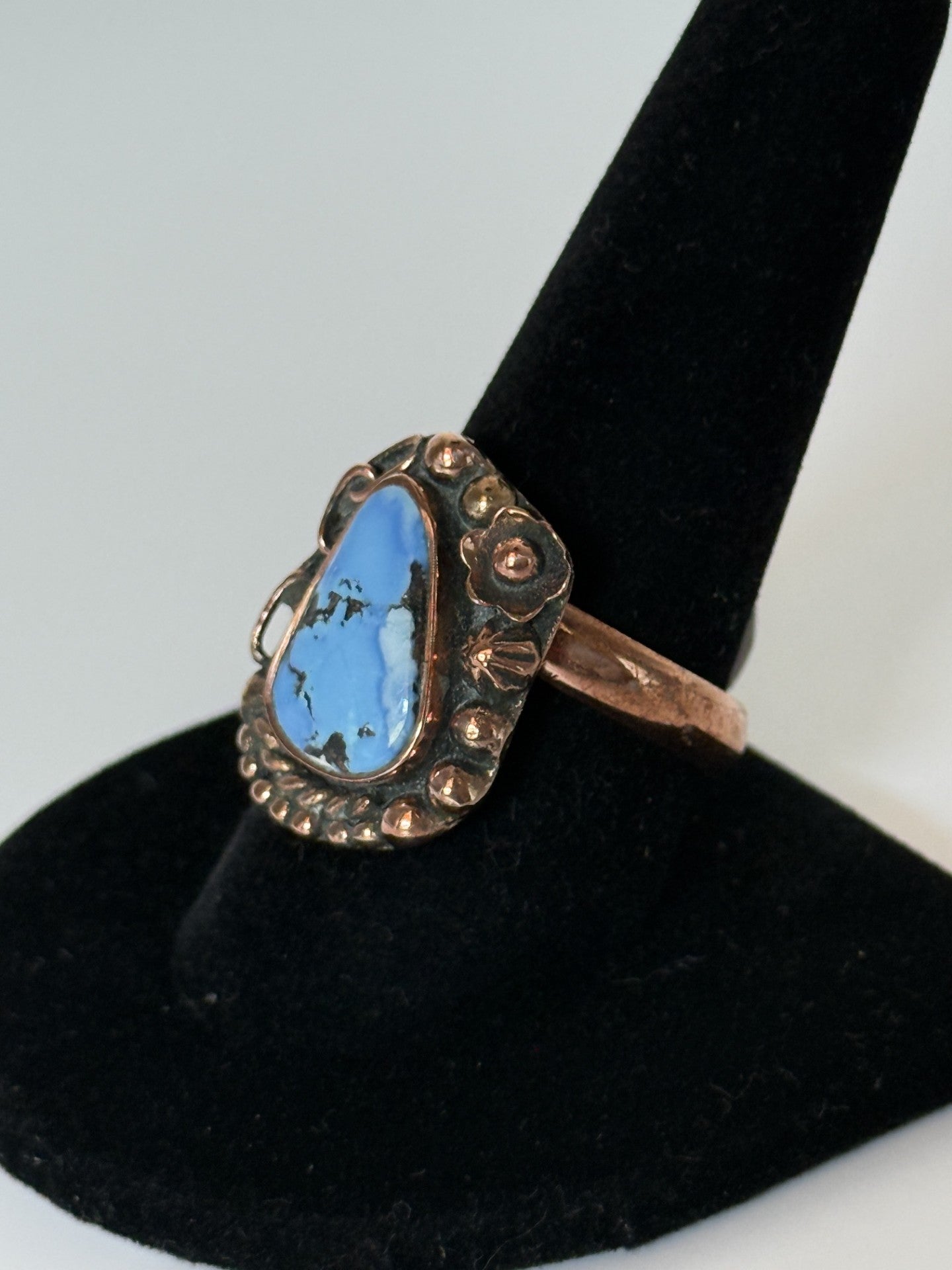 Golden Hills Turquoise & Copper Raindrop Ring - Size 11
