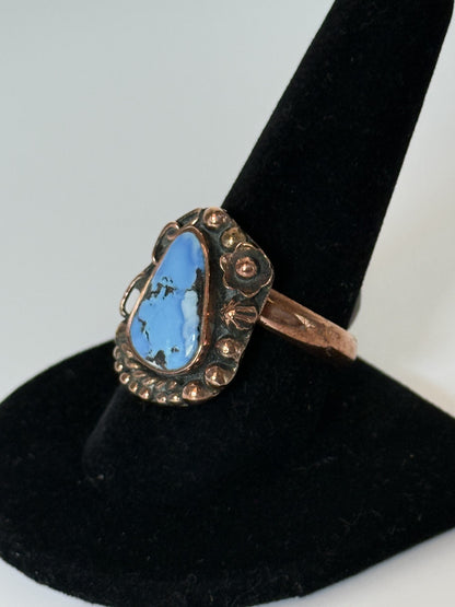Golden Hills Turquoise & Copper Raindrop Ring - Size 11
