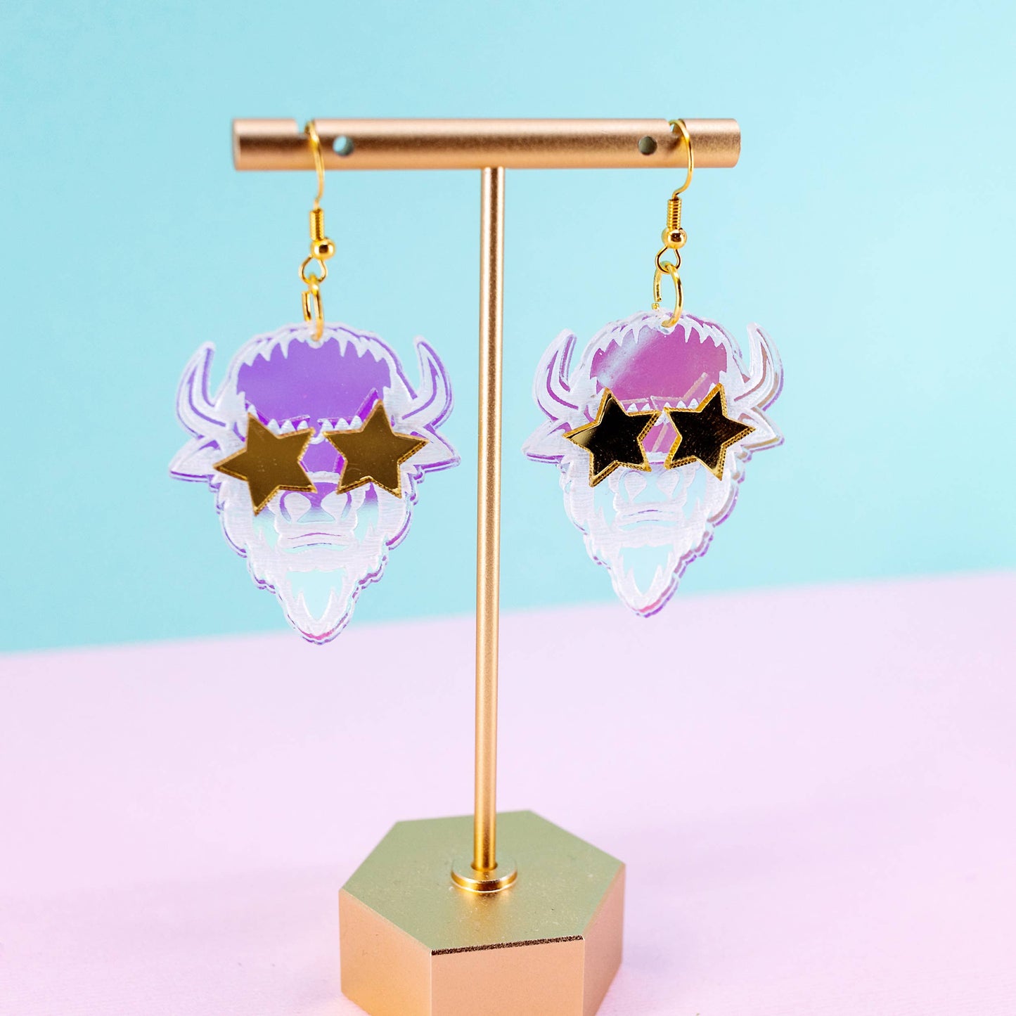 Buffalo Earrings - Starry Eye Earrings with Bison