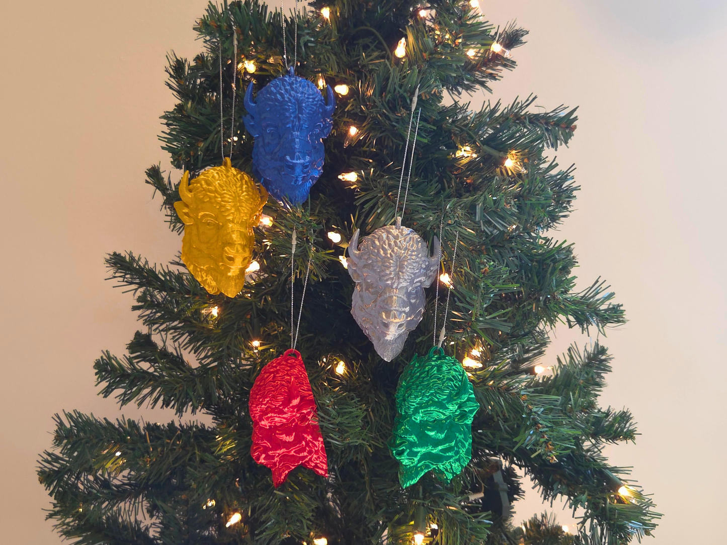 Bison Christmas Ornaments: Green