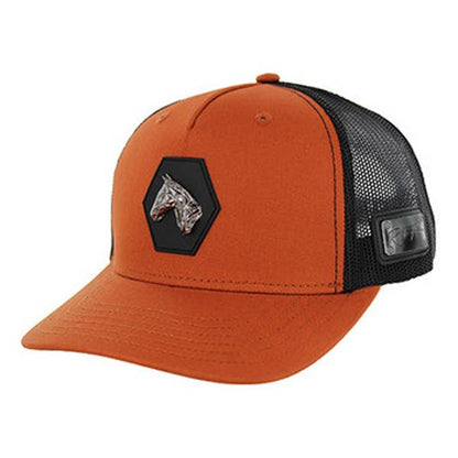 HORSE TRUCKER CAP – COTTON/POLY BLEND | DOUBLE SNAPBACK: Brown/Black