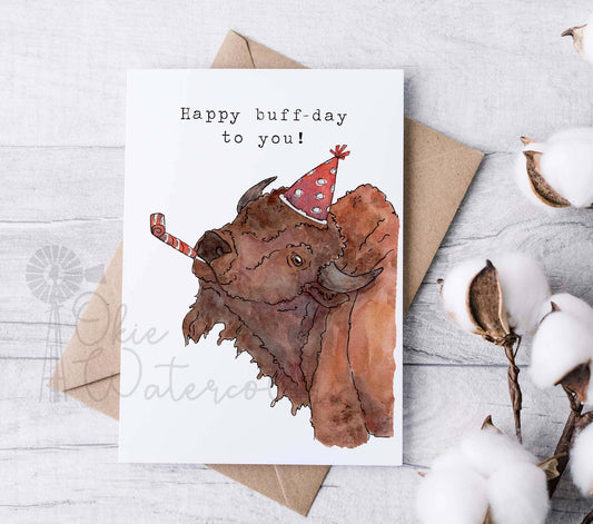 Buffalo "Happy buff-day to you!" 5x7" Greeting Card