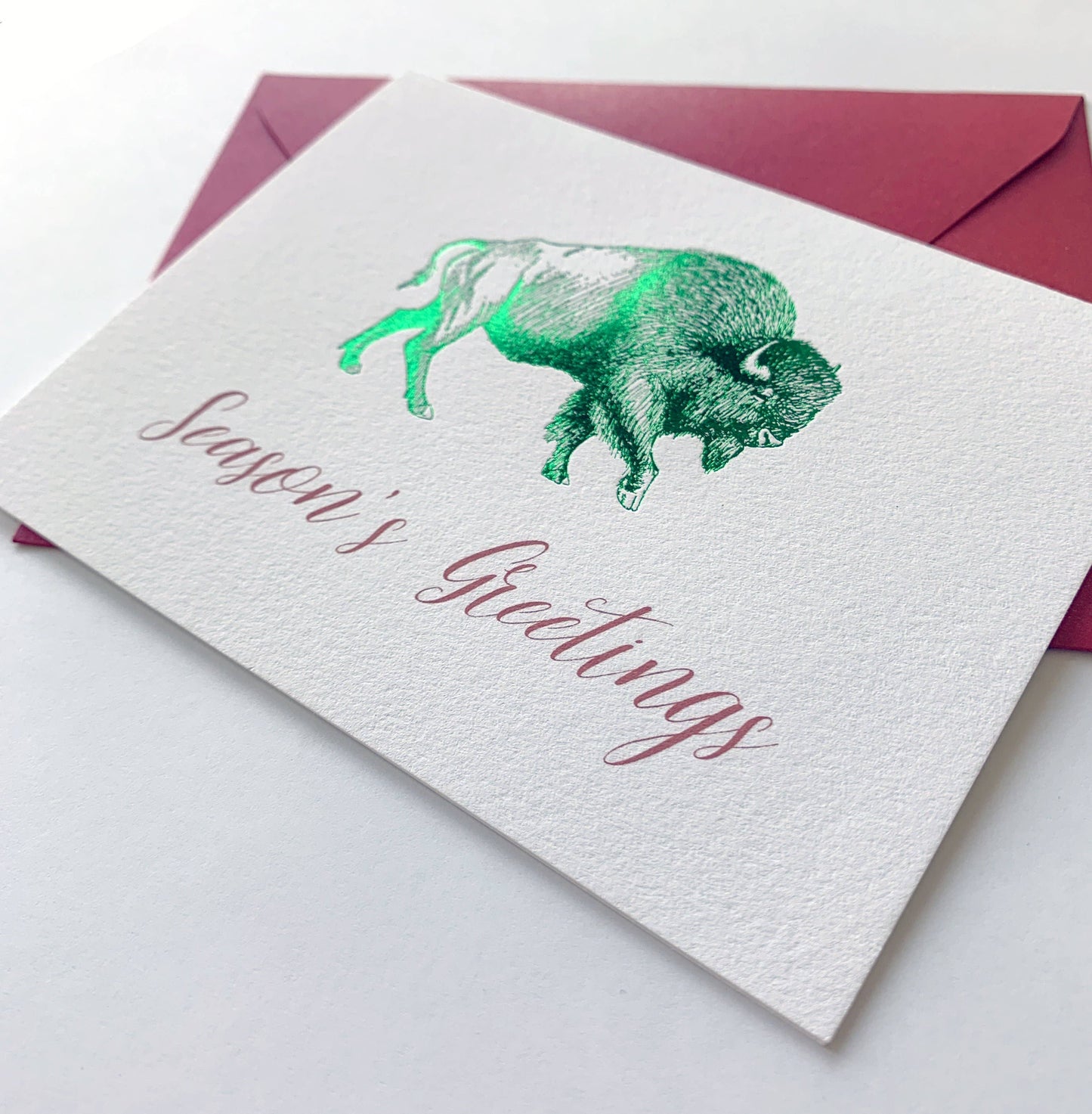 Season's Greetings Foil Buffalo Holiday Greeting Card