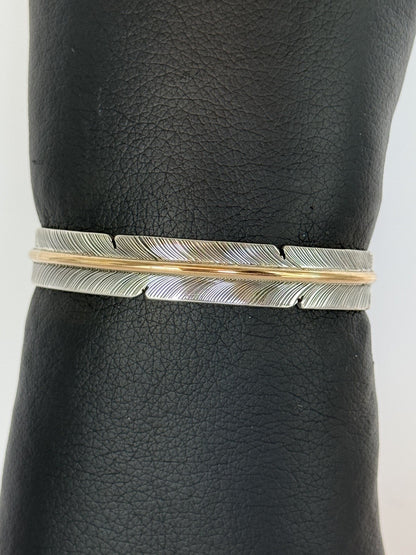 Sterling Silver & Gold-filled Feather Cuff Bracelet