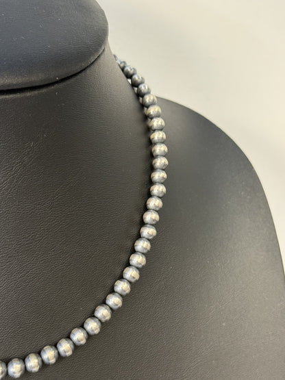 Navajo Pearl Sterling Silver Beaded Necklace - 6mm 18"