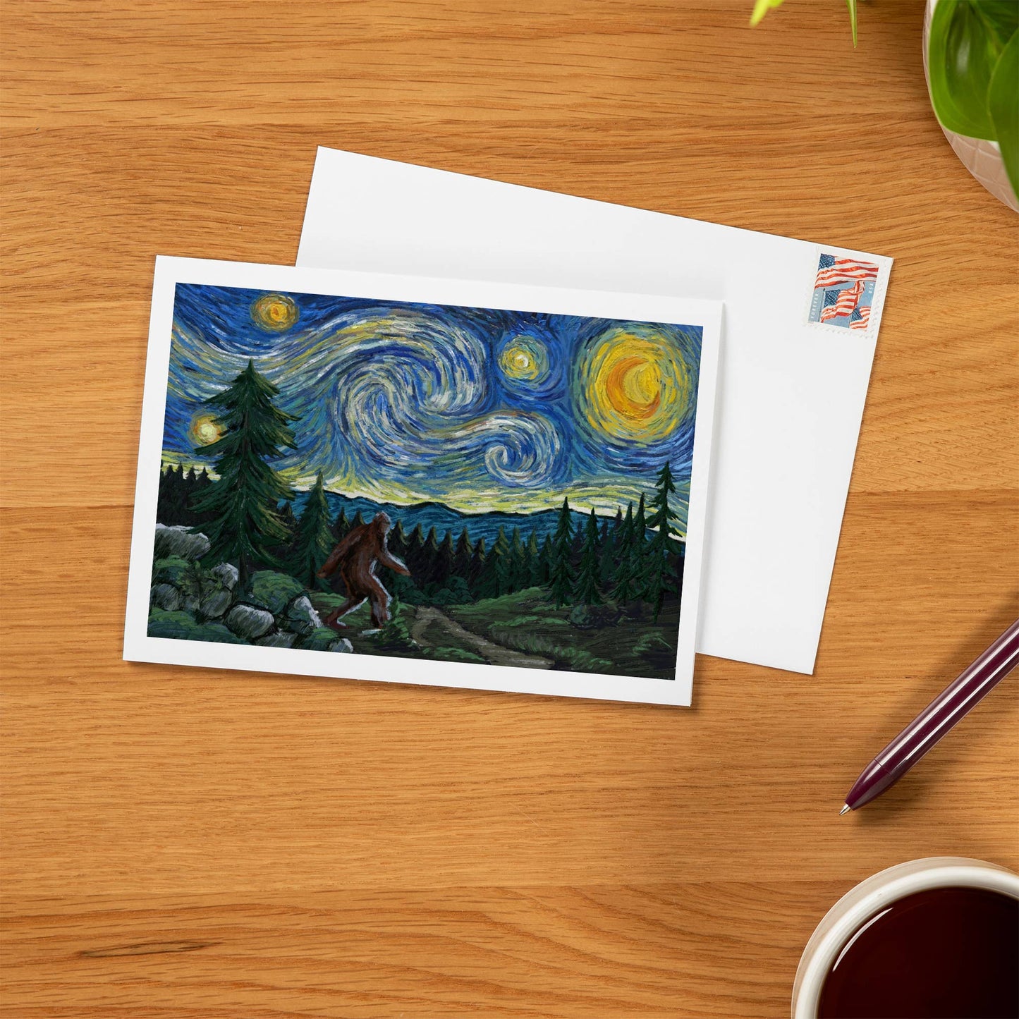 NOTECARD Bigfoot, Starry Night