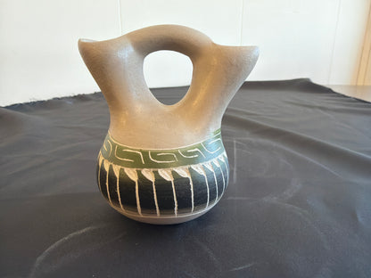 Horsehair Pottery - Twin Spout (Small) (Dark Green)