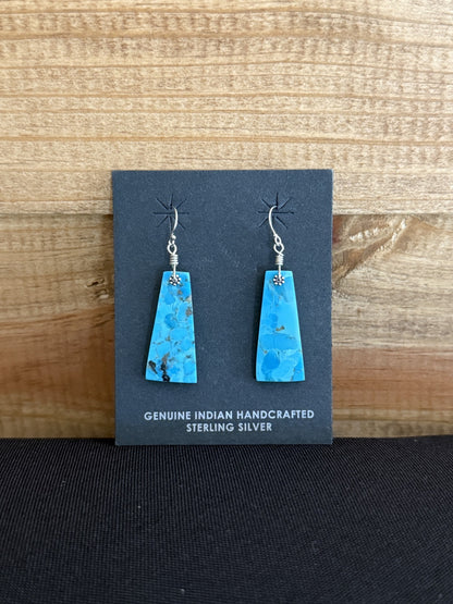 Turquoise & Sterling Silver Slab Dangle Earrings