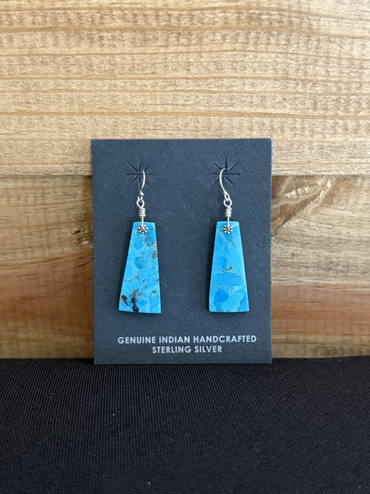 Turquoise & Sterling Silver Slab Dangle Earrings