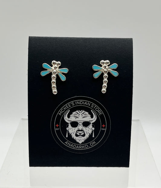 Turquoise and Sterling Silver Dragonfly Earrings