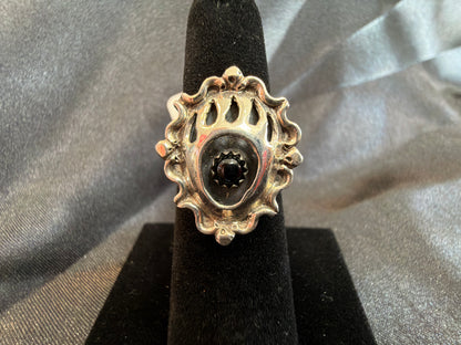 Onyx/Sterling Silver Ring (Size 6 1/4)