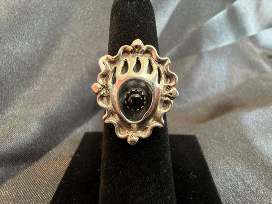 Onyx/Sterling Silver Ring (Size 6 1/4)