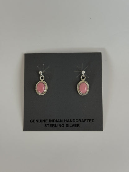 Pink Conch & Sterling Silver Earrings