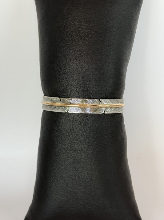 Sterling Silver & Gold-filled Feather Cuff Bracelet