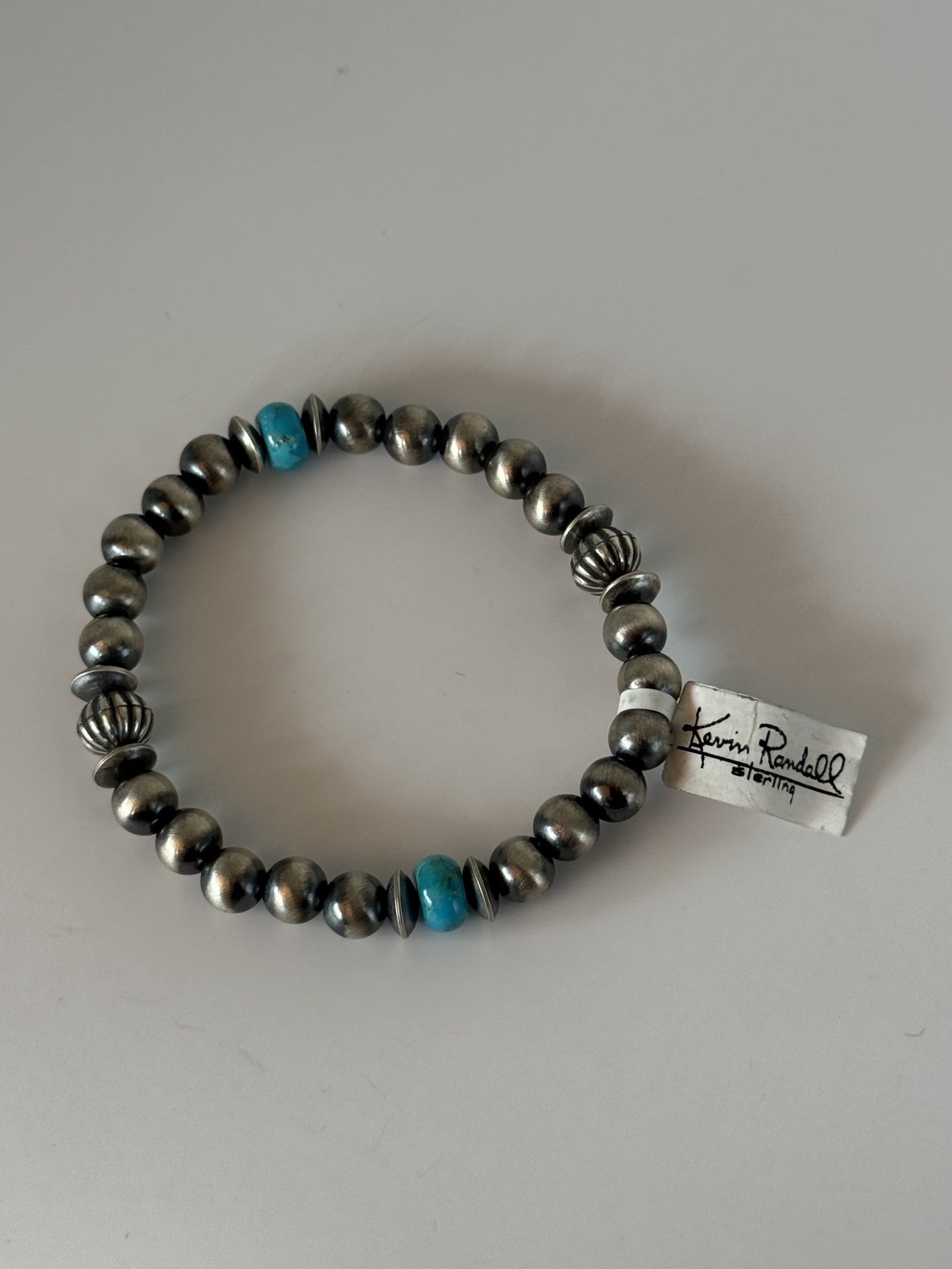 Campitos Turquoise & Sterling Silver Bead Bracelet
