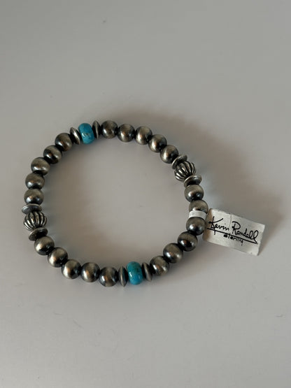 Campitos Turquoise & Sterling Silver Bead Bracelet
