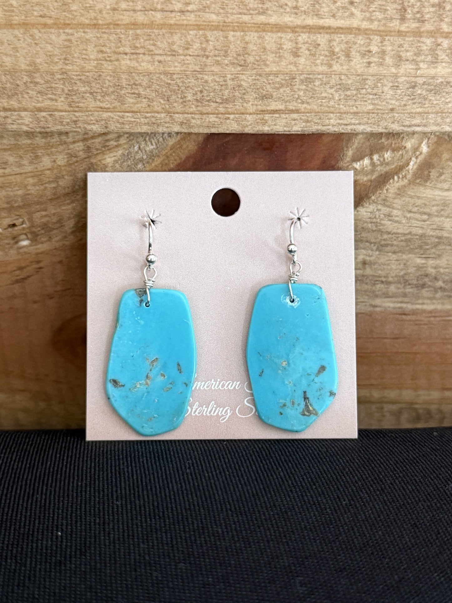 Turquoise & Sterling Silver Slab Dangle Earrings