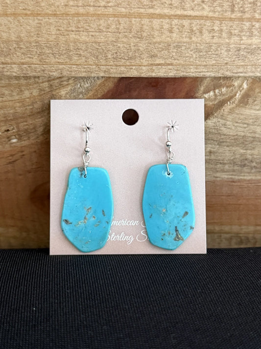 Turquoise & Sterling Silver Slab Dangle Earrings