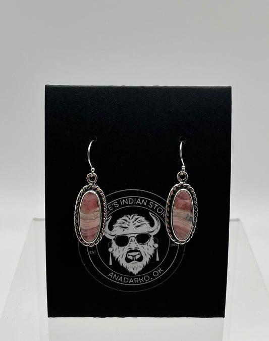 Rhodochrosite and Sterling Silver Earrings