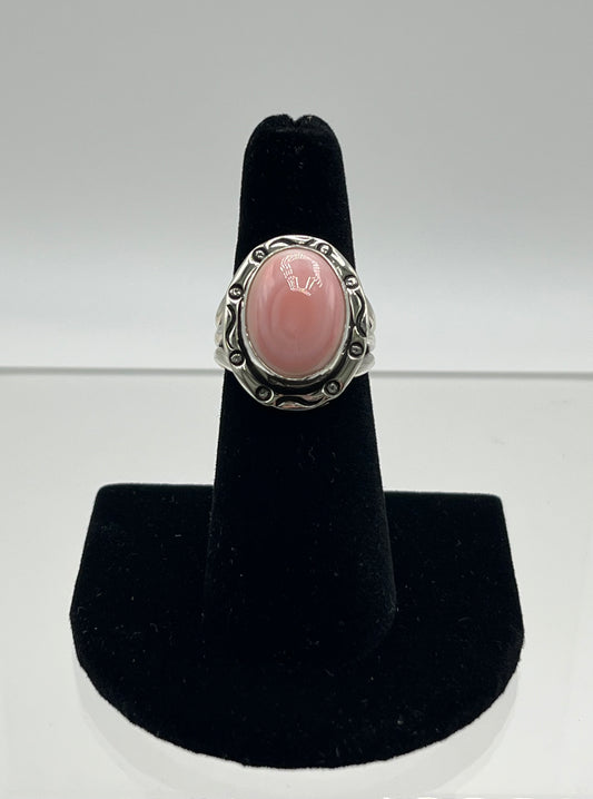 Pink Conch and Sterling Silver Ring Size 8