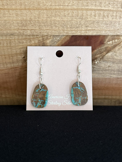 Turquoise & Sterling Silver Slab Dangle Earrings