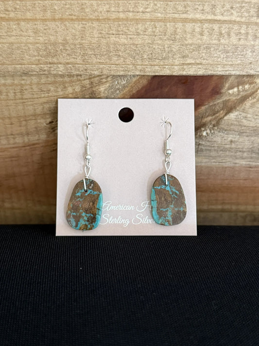 Turquoise & Sterling Silver Slab Dangle Earrings